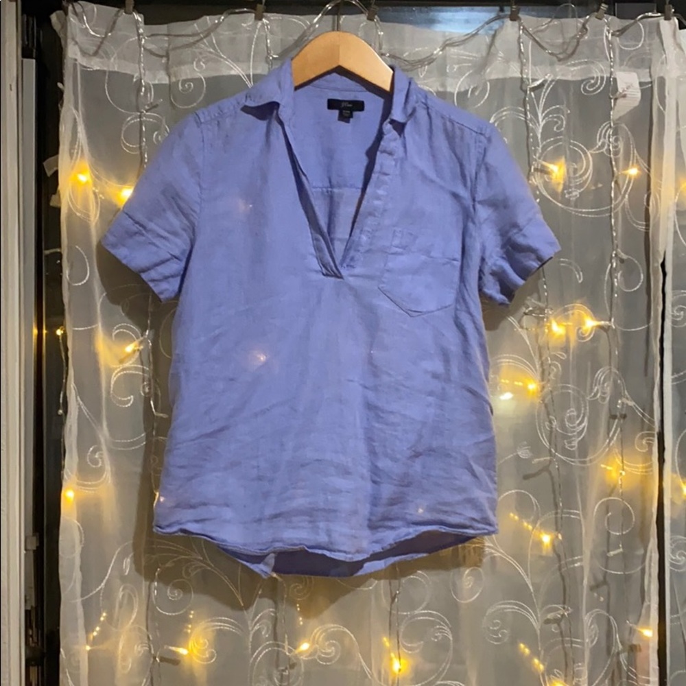 Blue linen jcrew shirt